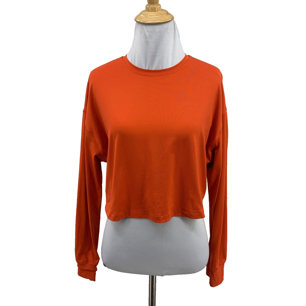 Lululemon Top Womens 6/8 Tangerine Muscle Love Long Sleeve Cropped Sweat Wicking